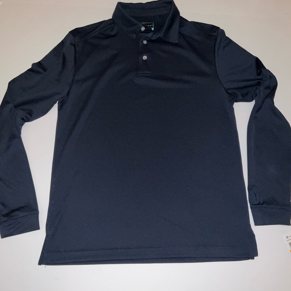 PGA tour long sleeve polo in peacoat colorway - size small / nwt